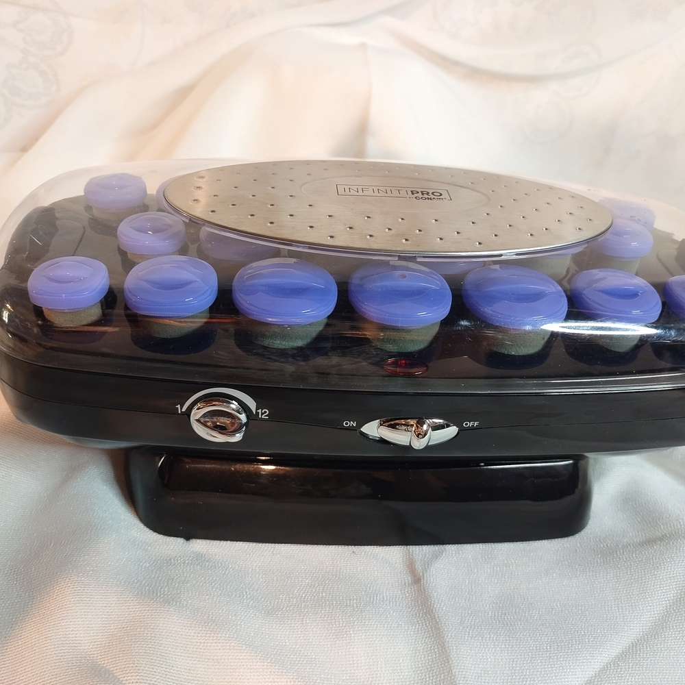 InfinitiPRO Conair Hot Rollers Set with Ceramic Flocked Lavender Rollers Pageant